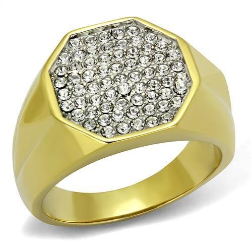 Alamode Tk2221 Two-Tone IP Gold Stainless Steel Ring with Top Grade Crystal in Clear