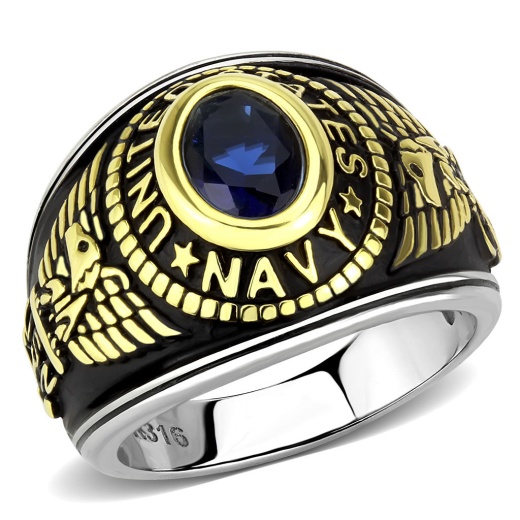 Alamode Tk3726 - Two-Tone Ip Gold Stainless Steel Ring with Synthetic Glass in Montana