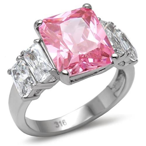 Alamode Tk088 High Polished Stainless Steel Ring with AAA Grade CZ in Rose