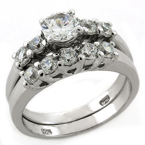 Alamode Loas1222 Rhodium 925 Sterling Silver Ring with AAA Grade CZ in Clear