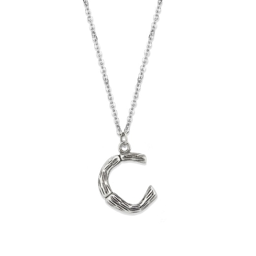 Alamode Tk3853c High Polished Stainless Steel Chain Initial Pendant - Letter C - 16"
