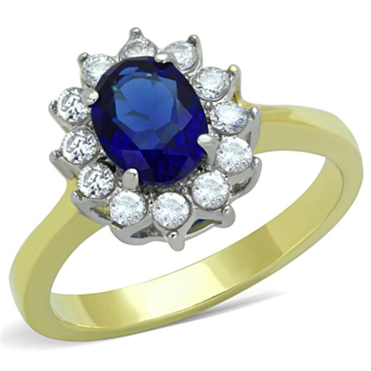 Alamode Tk1570 - Two-Tone Ip Gold Stainless Steel Ring with Synthetic Glass in Montana