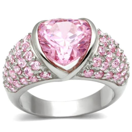 Los533 - Silver 925 Sterling Silver Ring With Aaa Grade Cz In Rose