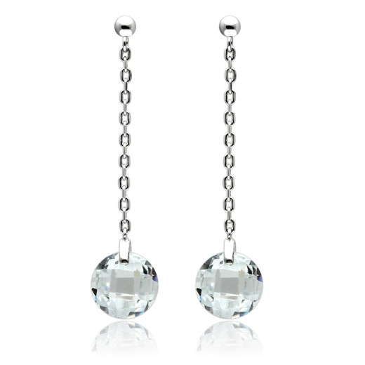 Alamode Rhodium Brass Earrings with AAA Grade CZ in Clear