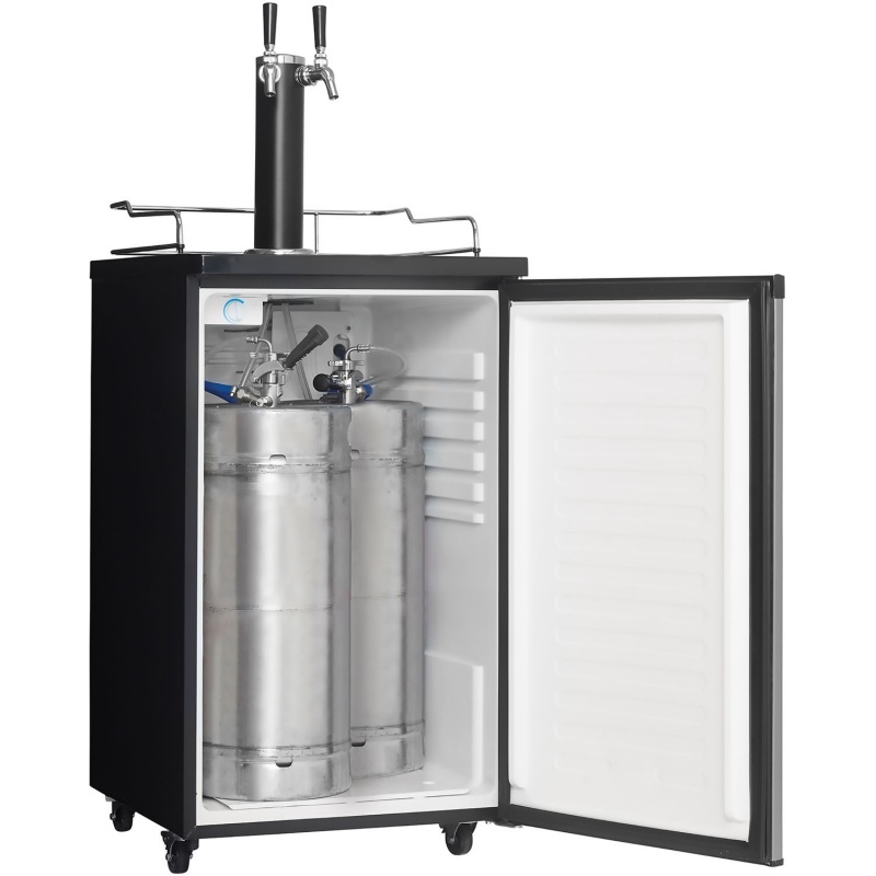 5.4 Cuft. DualTap Beer Keg Cooler, Worktop Black/Stainless