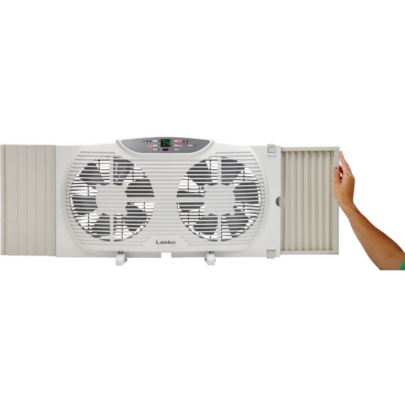9" Electically Reversible Twin Window Fan With Thermostat