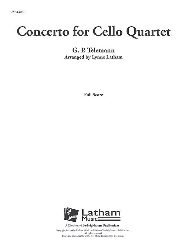 Concerto For Cello Quartet Conductor Score
