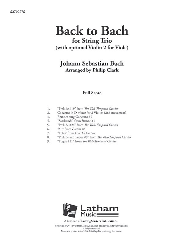 Back To Bach Full Score