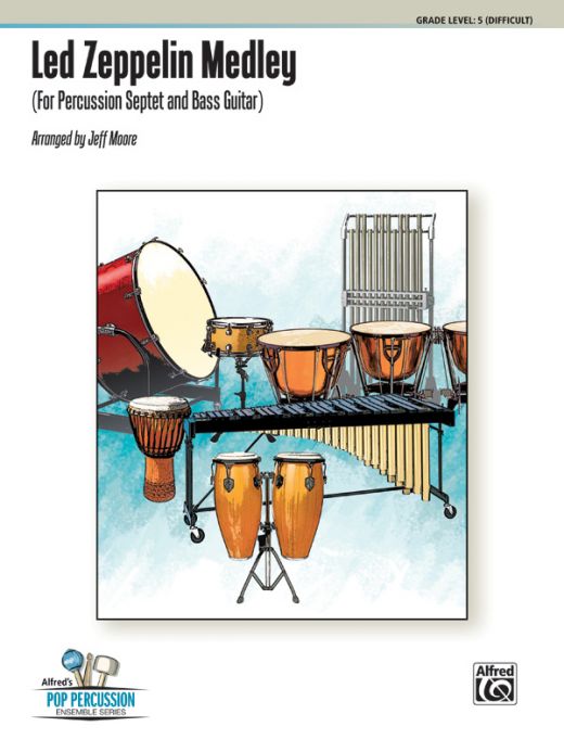 Led Zeppelin Medley for Percussion Septet and Bass Guitar Score & Parts
