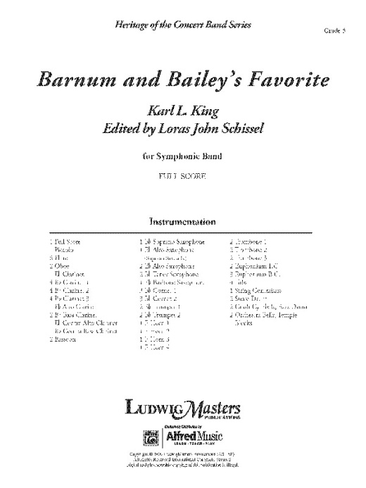 Barnum and Bailey's Favorite Conductor Score by Karl L. King