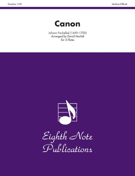 Canon Score & Parts for 5 Flutes by Johann Pachelbel