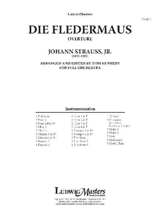 Die Fledermaus Overture Full Score
