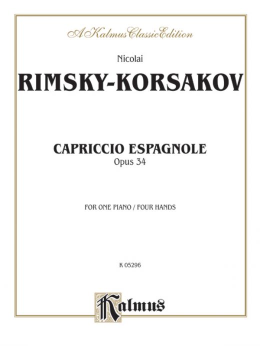Capriccio Espagnole Piano Duet Book by Nicolai Rimsky-Korsakov