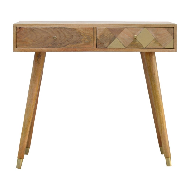 Oak-Ish Gold Inlay Console Table