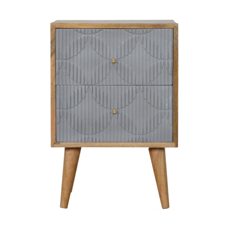 Geometric Carved Nightstand