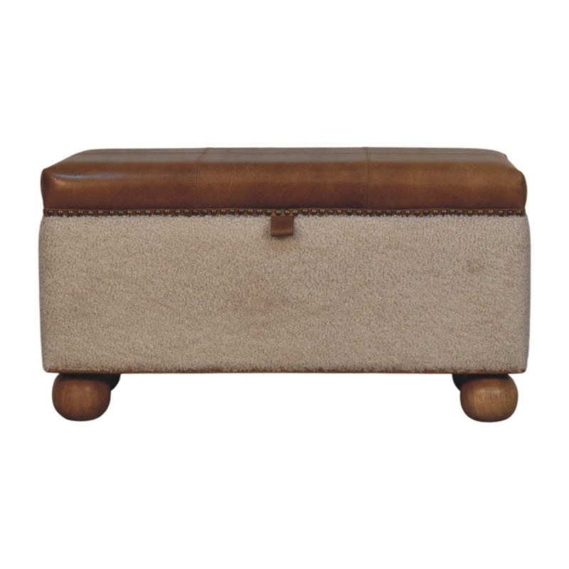 Boucle Lid- Up Storage Ottoman