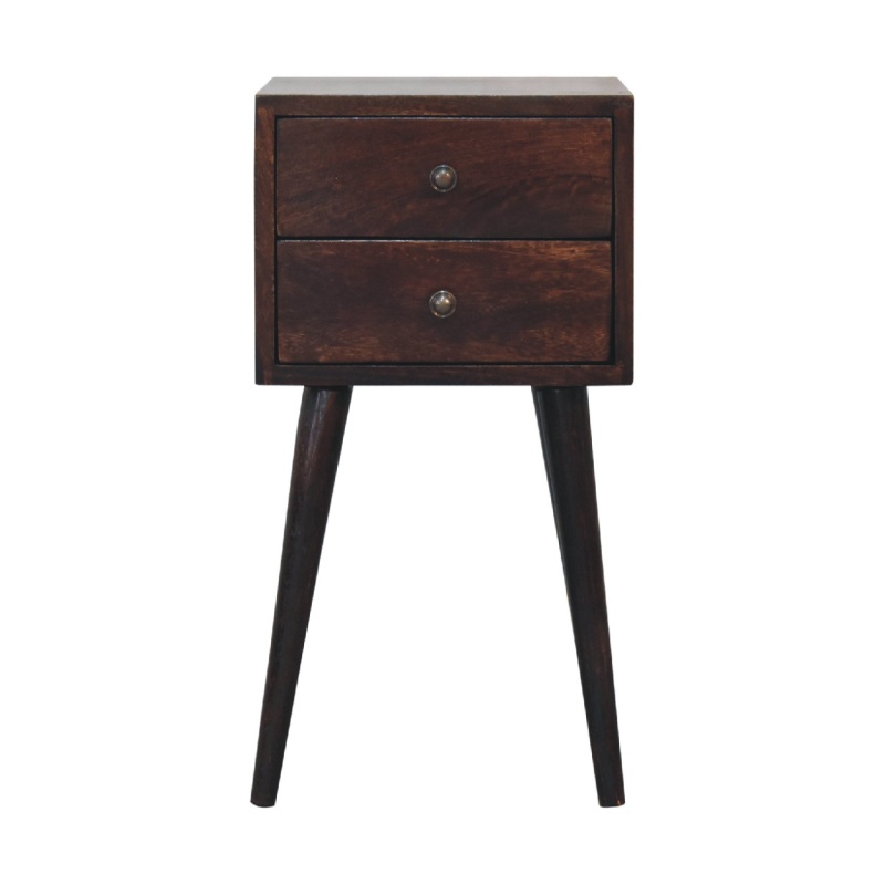 Mini 2 Drawer Walnut Nightstand
