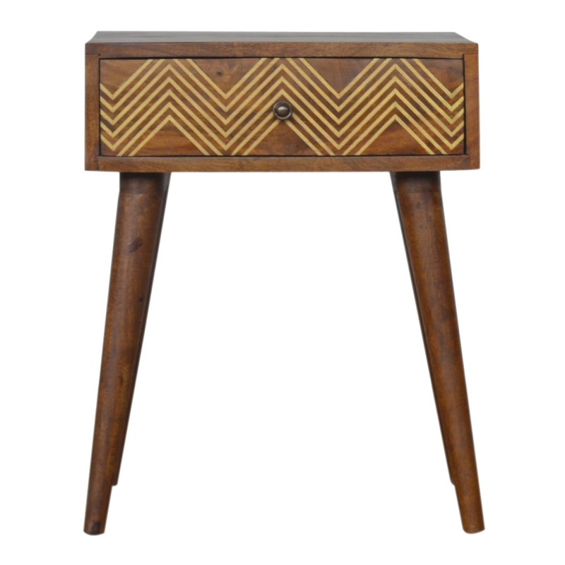 Brass Inlay Chevron Nightstand