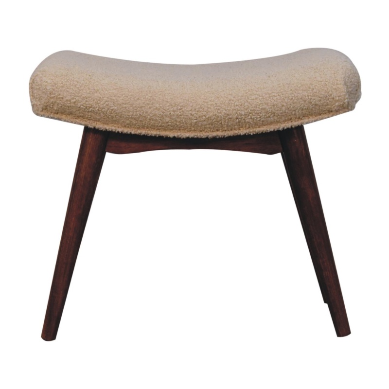Honey Caramel Boucle Cream Curved Bench