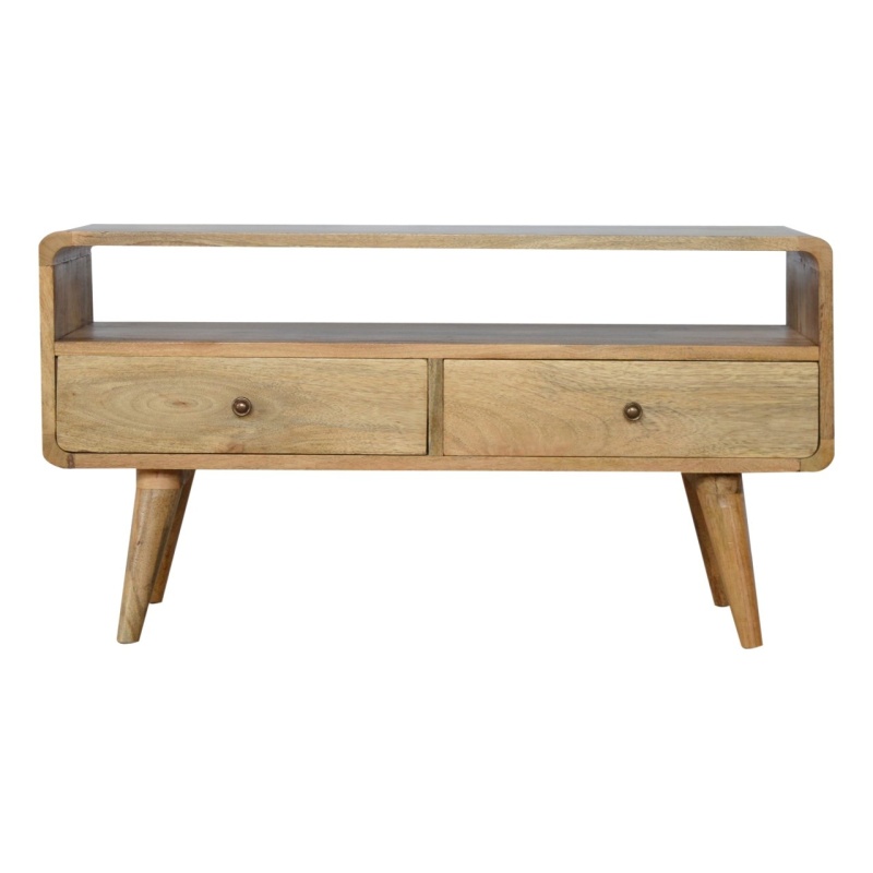 Curved Oak-Ish Media Unit