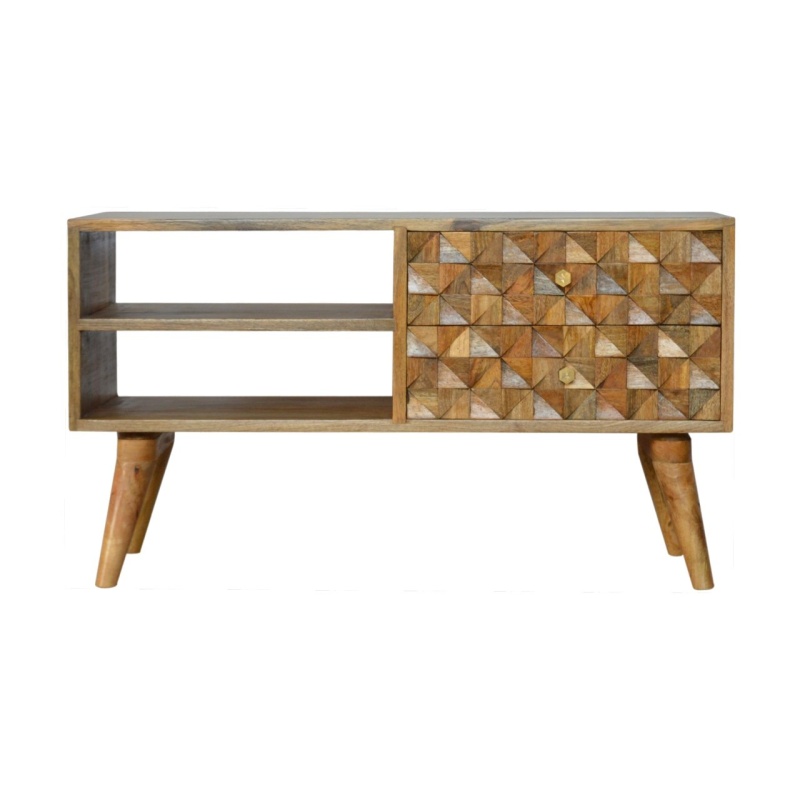Diamond Carved Oak-Ish Media Unit