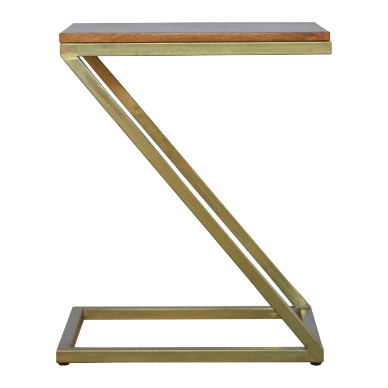 Z-Shaped Golden Side Table