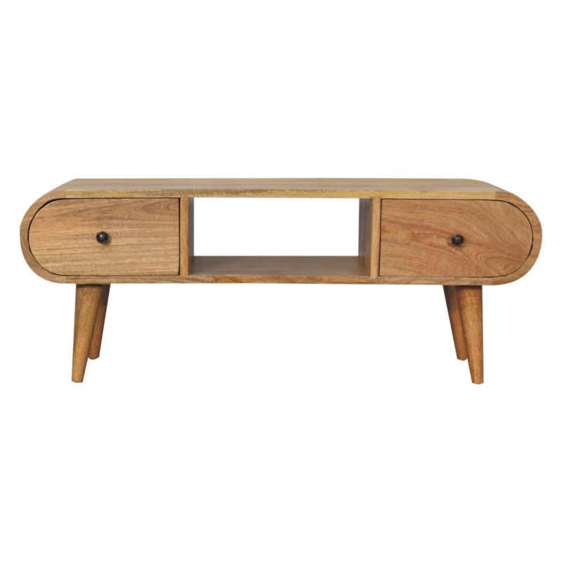 Oak-Ish Circular Tv Unit