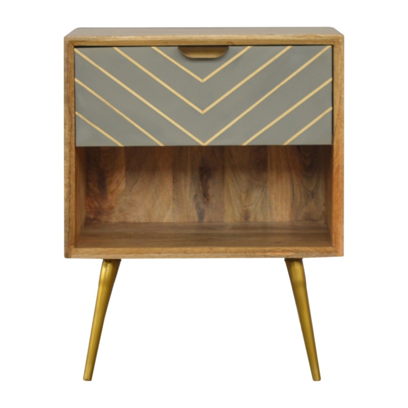 Cement Inlay Nightstand With Open Slot