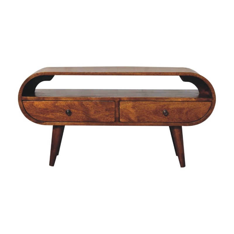 Chestnut Circular Tv Stand