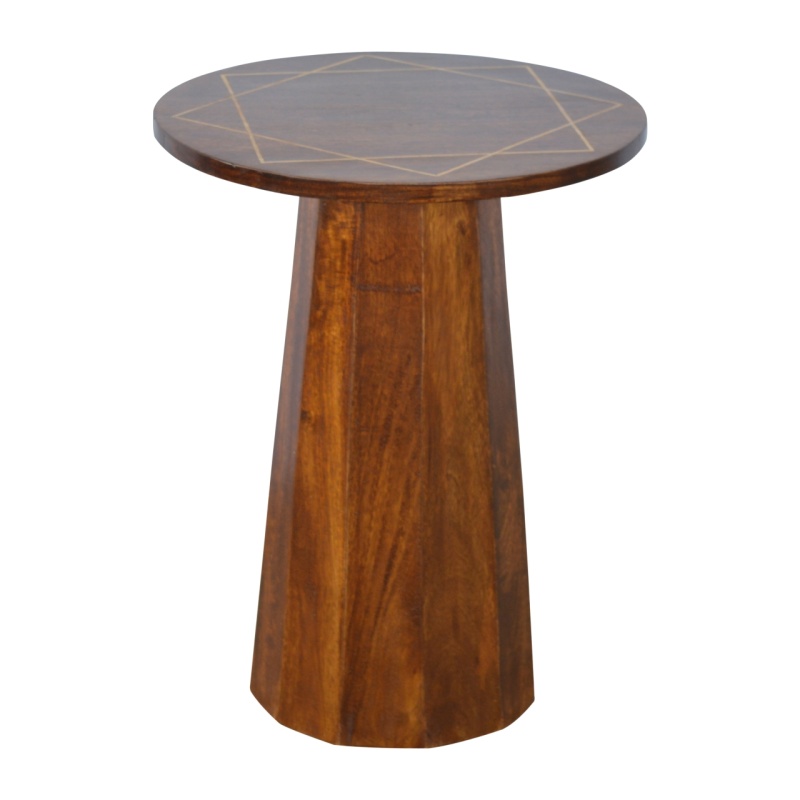 Geometric Brass Inlay End Table