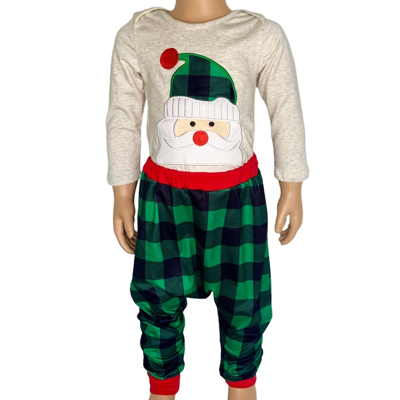 Baby Boys Holiday Santa Claus Christmas Plaid Cotton 2 Pc Set Al Limited Outfit - 0-3 Mo