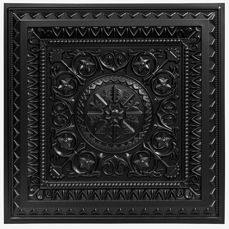 Drop Ceiling Tiles, Glue Up Ceiling Tiles, 2'X2' Plastic Sheet In Black (12-Pack, 48 Sq.Ft)