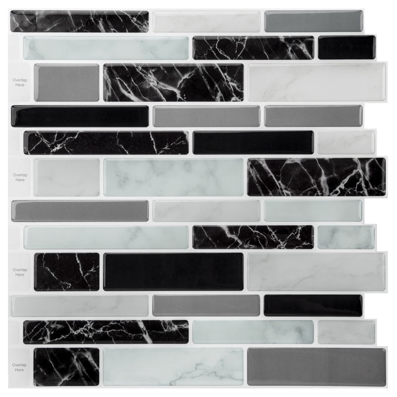 A17079 - 10-Sheet Peel And Stick Tile Backsplash For Kitchen In Marble Design
