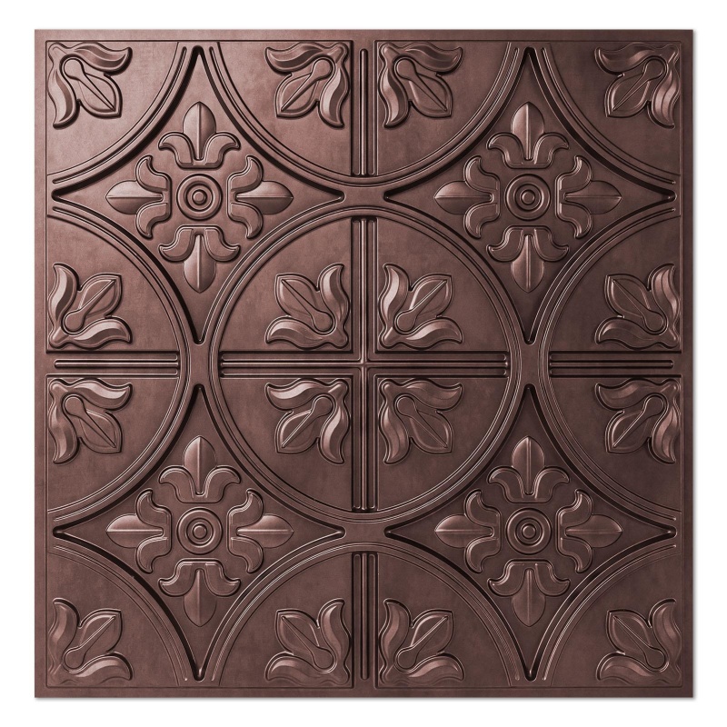 A10902ac-Art3d Decorative Drop Ceiling Tile,2X2 Ft ,Glue Up Ceiling Panel In Antique Copper