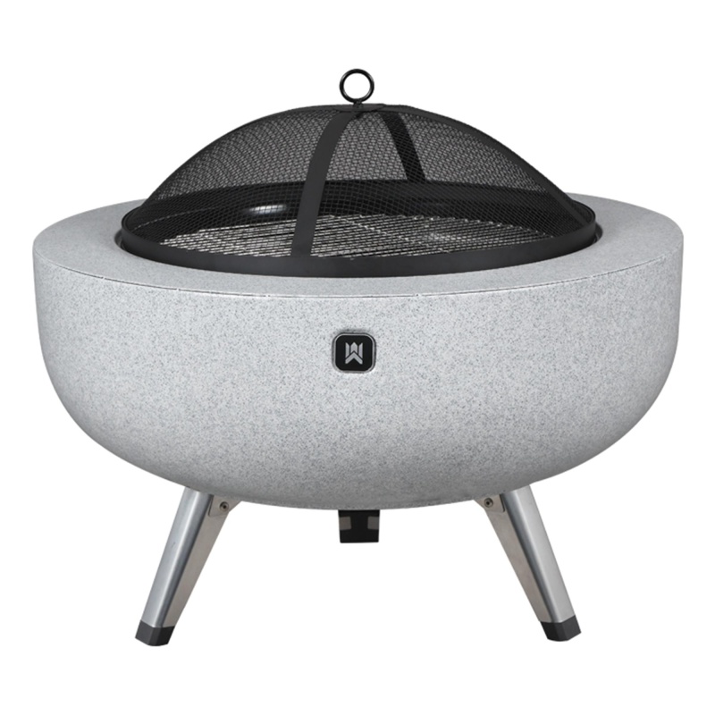 F10025wt-25.6" Round Fire Pit With Foldable Legs, Modern Outdoor Fire Pits For Outside Patio, Bonfires