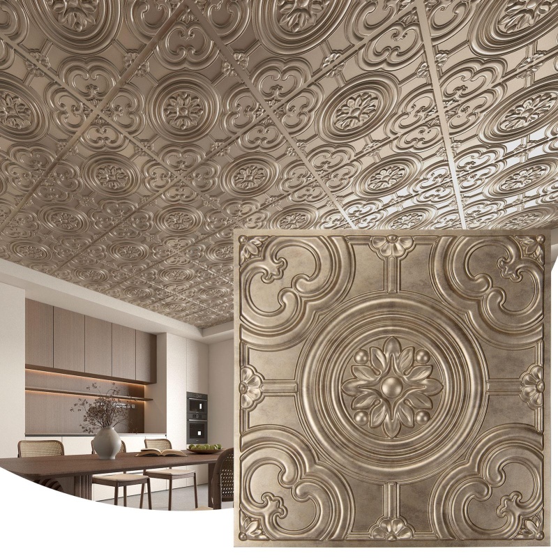 Art3d 12-Pack 24"X24" Drop Ceiling Tiles, Waterproof Glue Up Ceiling Panels