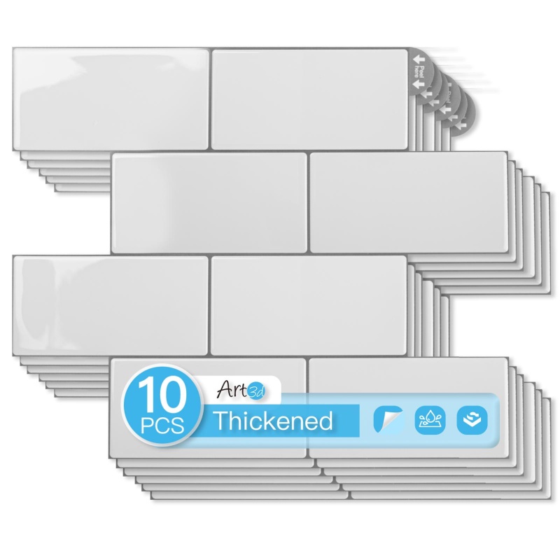Art3d 10-Pack Heavy-Duty Peel and Stick Backsplash