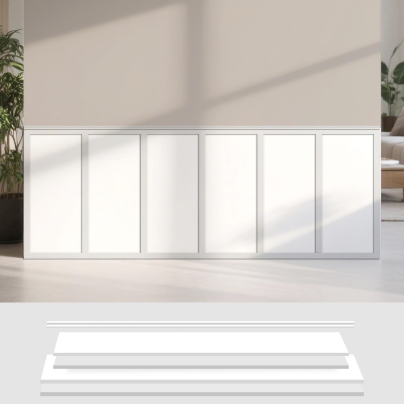 A20341wt12-Art3dwallpanels White Primed Wainscoting Kit Premade Board And Batten Paintable Molding Trim Covers 120 X 43.5 Inch Accent Wall Panel For Kitchen Bedroom Living Room Home Decor With Edge Strip