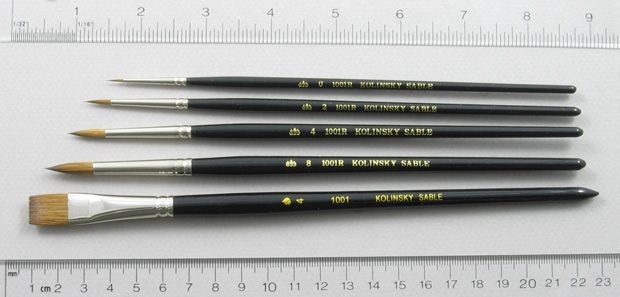 Trinity Brush Introductory Set of 5 Pure Red Sable Art Brushes