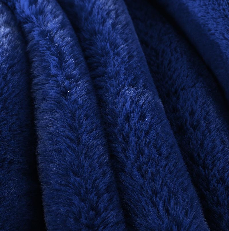 Cassilda Luxury Navy Blue Chinchilla Faux Fur Throw Blanket