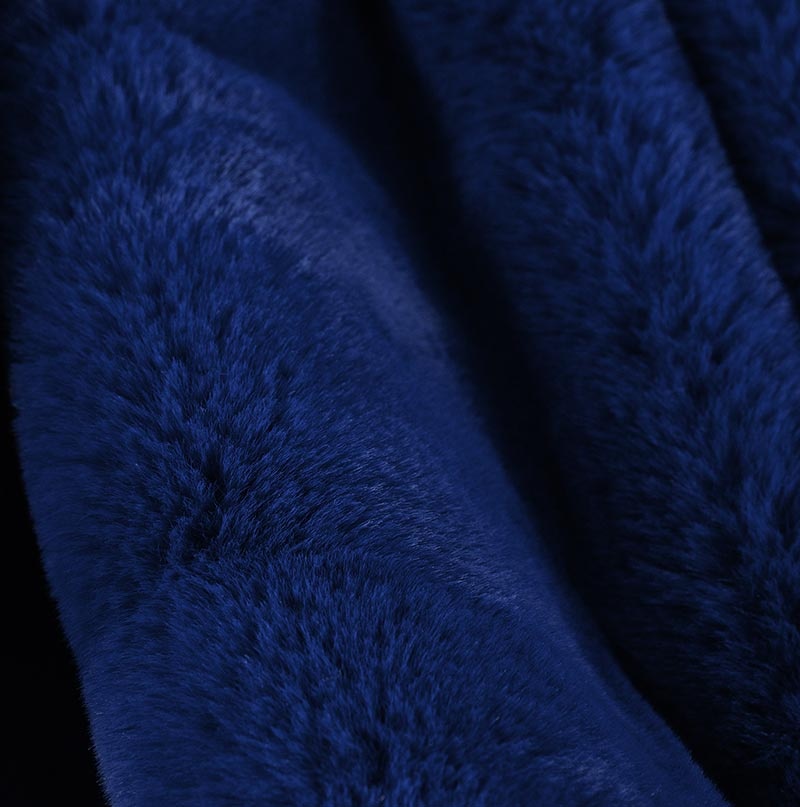 Cassilda Luxury Navy Blue Chinchilla Faux Fur Throw Blanket