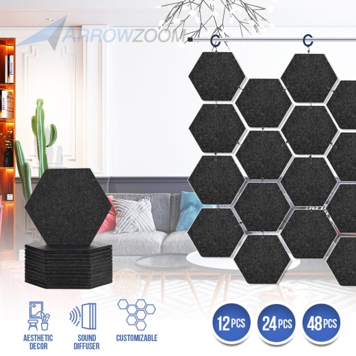 Arrowzoom Hanging Hexagon Sound Absorbing Clip-On Tile