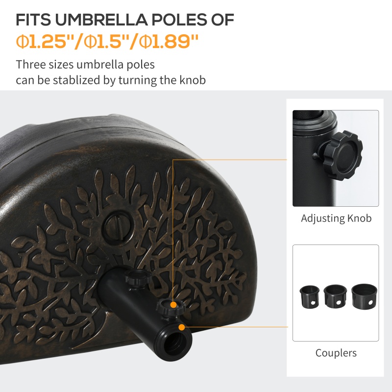 Outsunny Half Round Umbrella Base Fillable Patio Umbrella Stand Holder For Lawn, Deck, Backyard