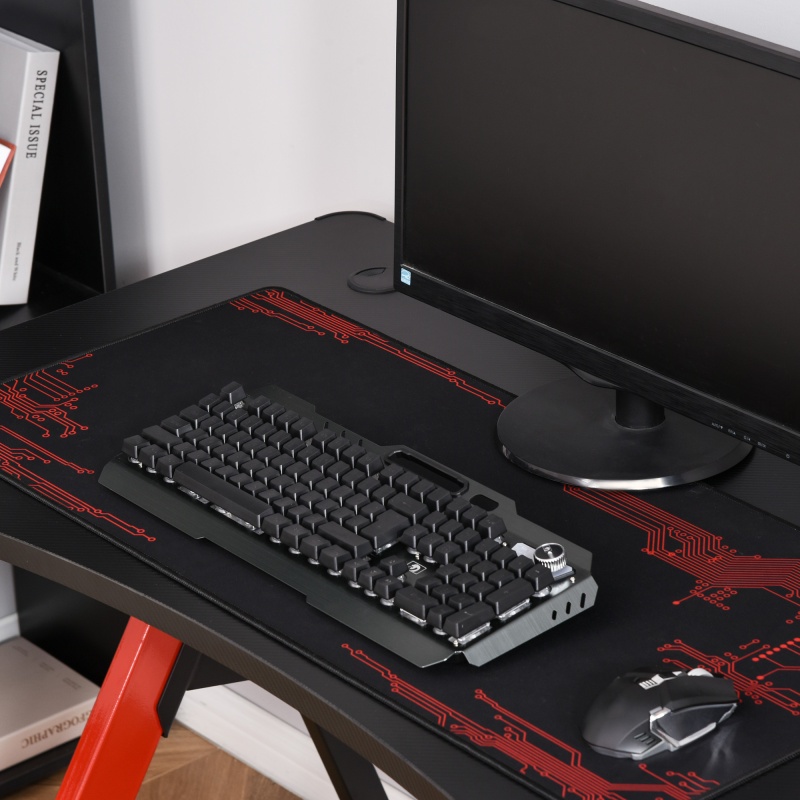 47" Gaming Desk With Led Lights, Home Office Gaming Table, Computer Table With Hook, Cup