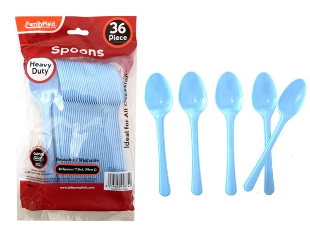 48 Pieces 36 Piece Baby Blue Color Spoons - Party Paper Goods
