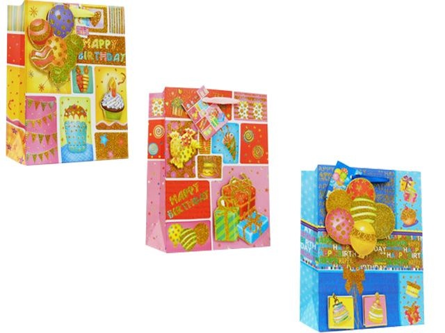 144 Pieces Gift Bag Medium Size Happy Birthday - Gift Bags Everyday