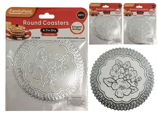 144 Pieces 6 Piece Round Coasters In Silver - Coasters & Trivets