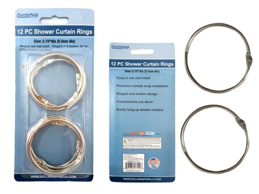 96 Pieces 12 Piece Shower Curtain Rings - Silver