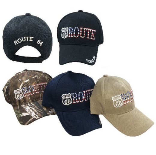 24 Pieces Route 66 Baseball Cap - Baseball Caps & Snap Backs