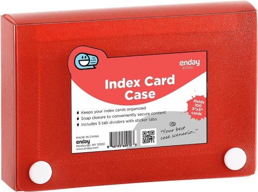 24 Pieces 3" X 5" Index Card Case with 5 Tab Dividers Red